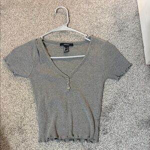 Forever 21 Heather Gray V-Neck Crop Top